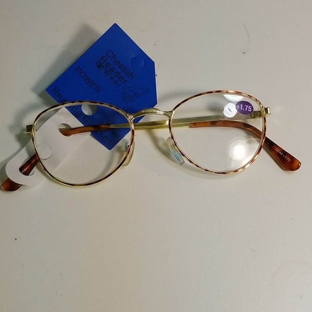 Unisex Golden frame reading glasses +1.75